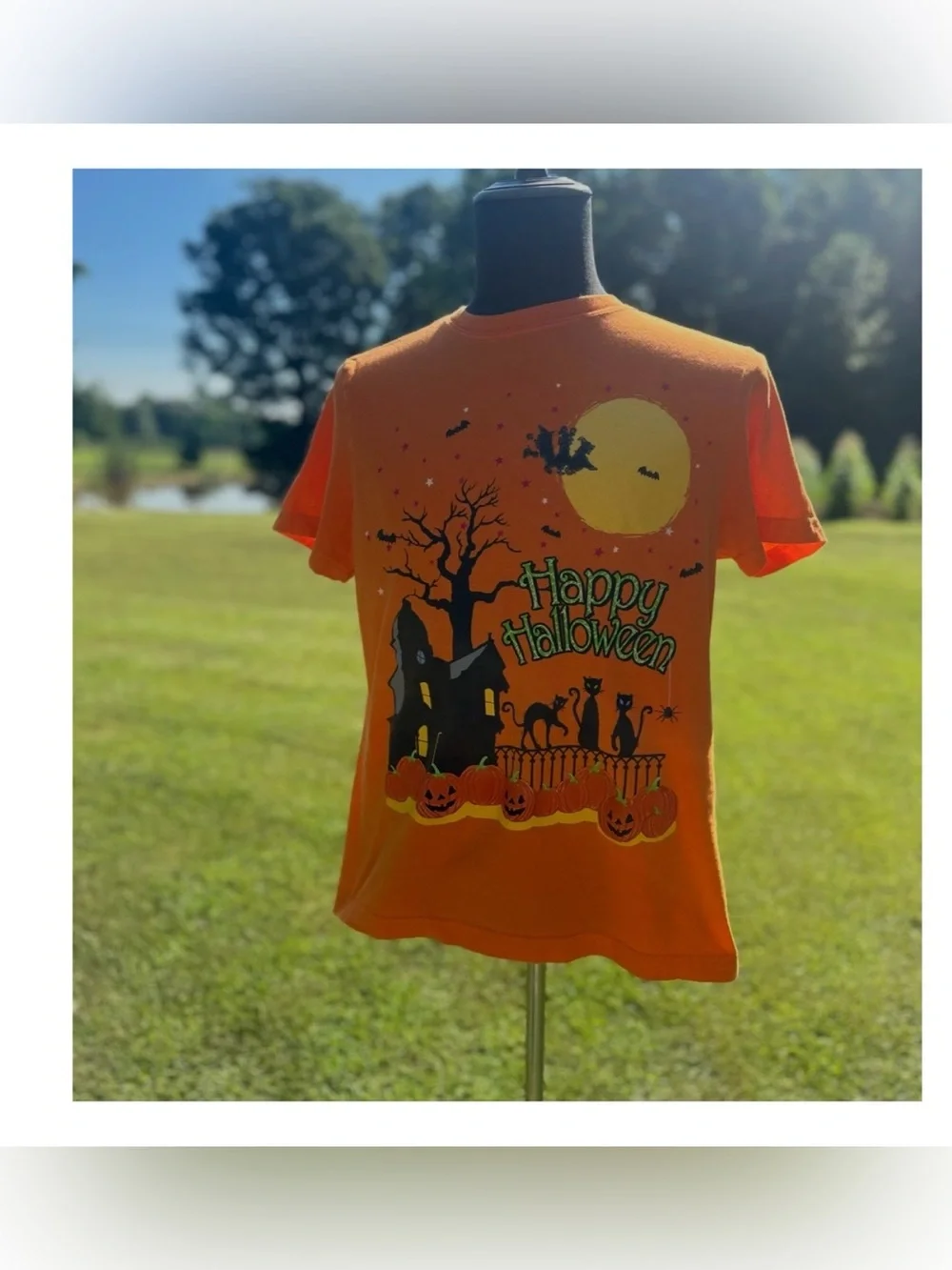 Happy Halloween Orange T-Shirt Size Youth Large